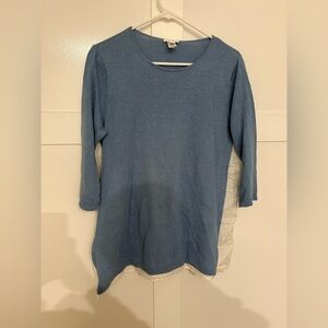 Blue and White Long Sleeve Top